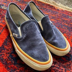 Navy blue suede slip on vans